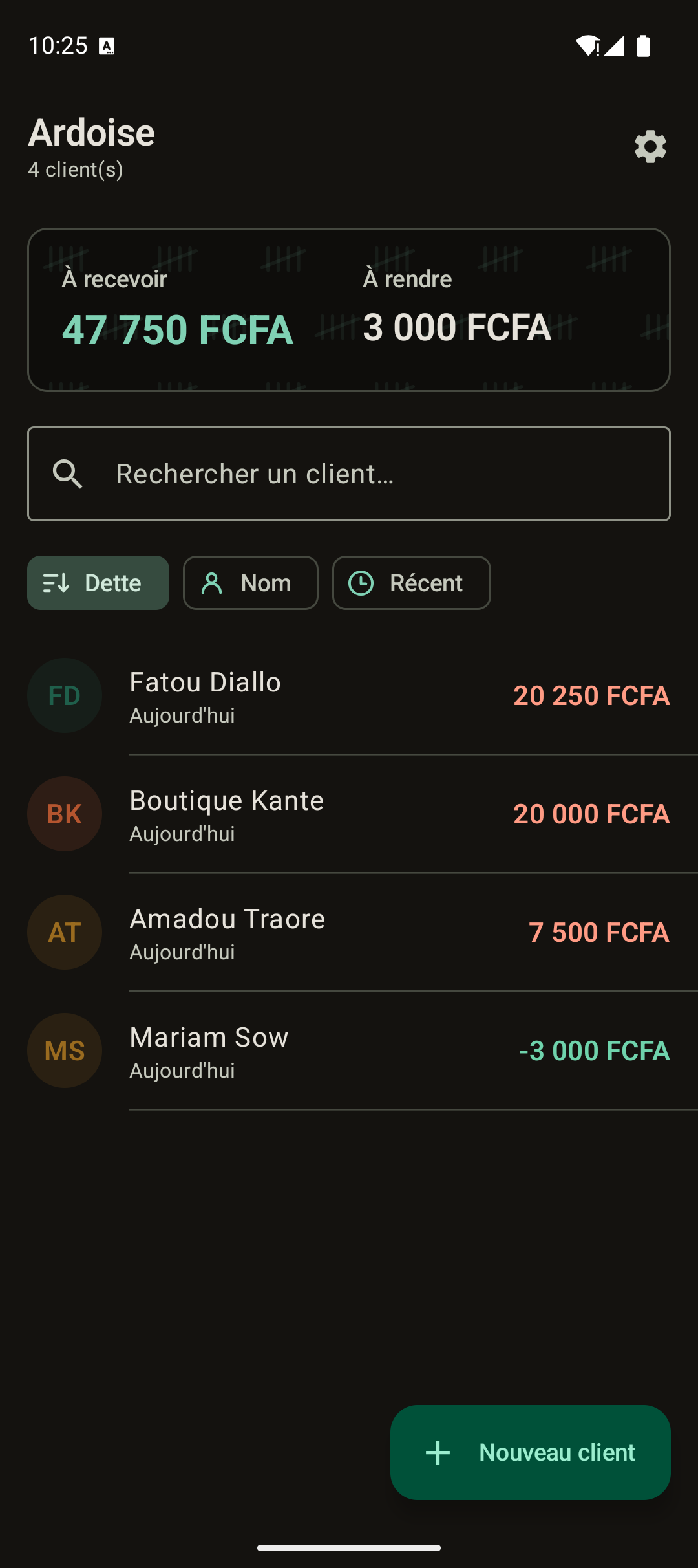 L'application en mode sombre